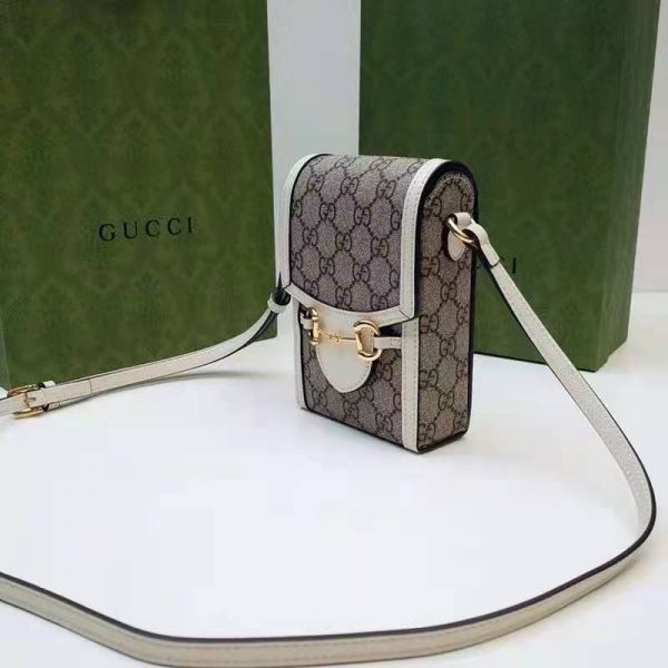 Gucci Women Horsebit 1955 Mini Bag Beige Ebony GG Supreme Canvas (2)