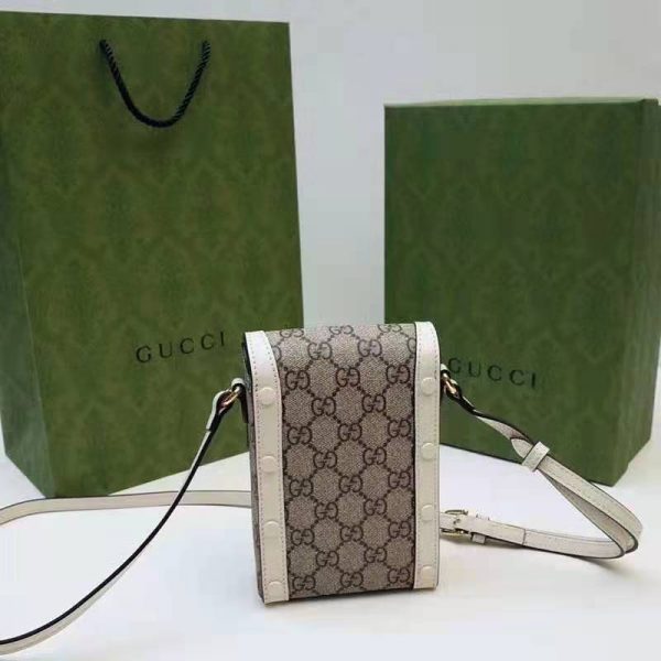 Gucci Women Horsebit 1955 Mini Bag Beige Ebony GG Supreme Canvas (3)