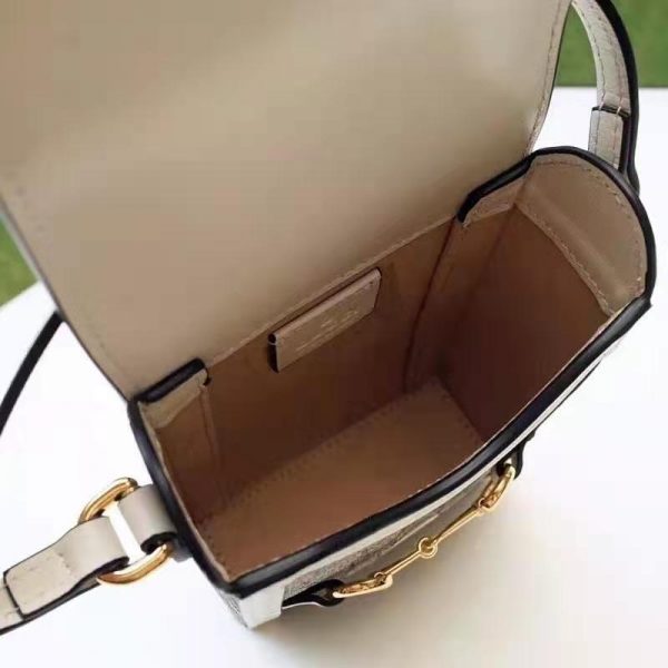 Gucci Women Horsebit 1955 Mini Bag Beige Ebony GG Supreme Canvas (6)