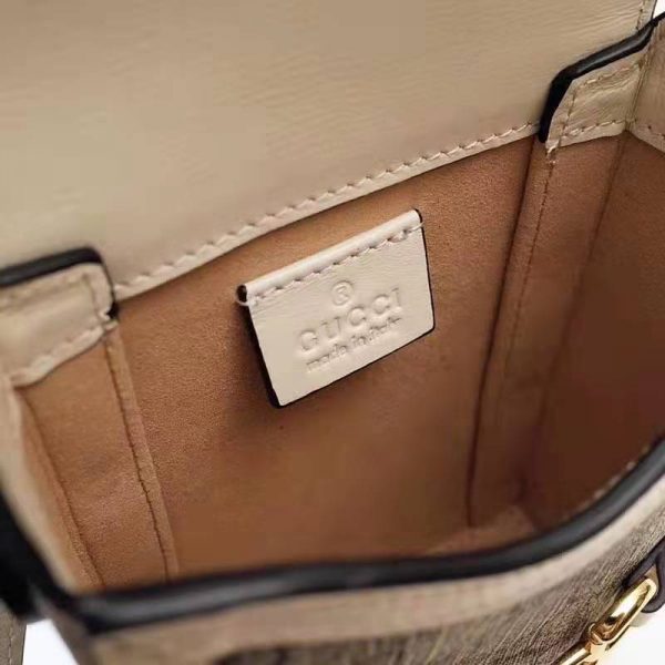 Gucci Women Horsebit 1955 Mini Bag Beige Ebony GG Supreme Canvas (7)