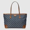 Gucci Women Ophidia GG Medium Tote Double G Organic GG Jacquard Denim