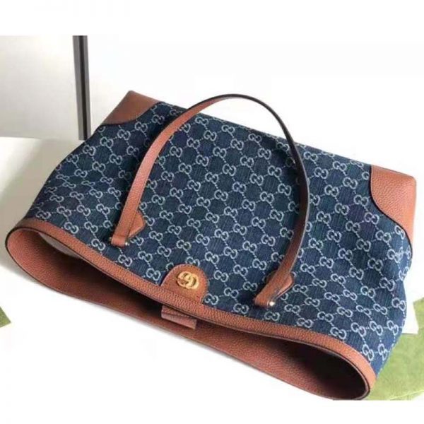 Gucci Women Ophidia GG Medium Tote Double G Organic GG Jacquard Denim (29)