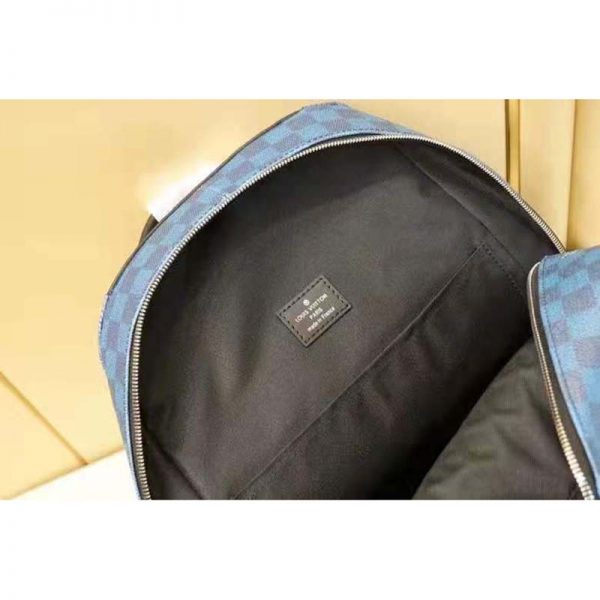 Louis Vuitton LV Unisex Campus Backpack Navy Blue Damier Graphite 3D Coated Canvas (10)