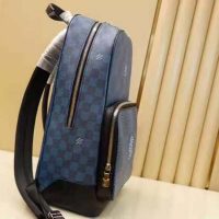 Louis Vuitton LV Unisex Campus Backpack Navy Blue Damier Graphite 3D Coated Canvas