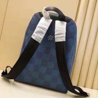 Louis Vuitton LV Unisex Campus Backpack Navy Blue Damier Graphite 3D Coated Canvas