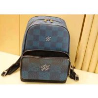 Louis Vuitton LV Unisex Campus Backpack Navy Blue Damier Graphite 3D Coated Canvas