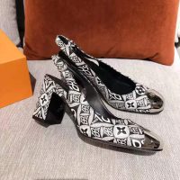 Louis Vuitton LV Women 1854 Louise Slingback Pumps Calf Leather Monogram Canvas