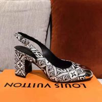 Louis Vuitton LV Women 1854 Louise Slingback Pumps Calf Leather Monogram Canvas