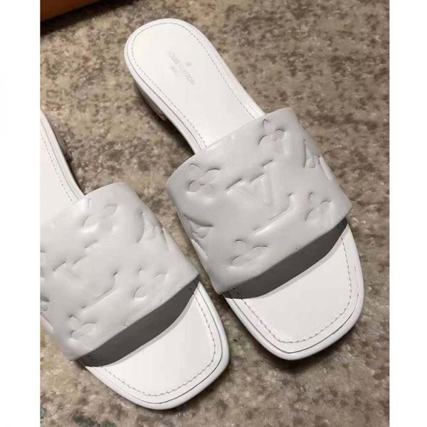 Louis Vuitton LV Women Revival Flat Mule Monogram-Embossed Lambskin White (7)