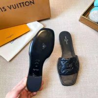 Louis Vuitton LV Women Revival Flat Mule Black Monogram-Embossed Lambskin