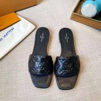 Louis Vuitton LV Women Revival Flat Mule Black Monogram-Embossed Lambskin