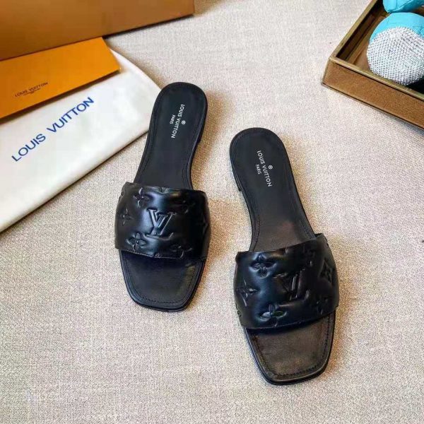 Louis Vuitton LV Women Revival Flat mule Black Monogram-Embossed Lambskin (3)