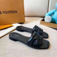 Louis Vuitton LV Women Revival Flat Mule Black Monogram-Embossed Lambskin