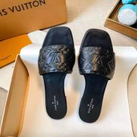 Louis Vuitton LV Women Revival Flat Mule Black Monogram-Embossed Lambskin