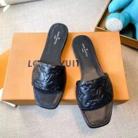 Louis Vuitton LV Women Revival Flat Mule Black Monogram-Embossed Lambskin