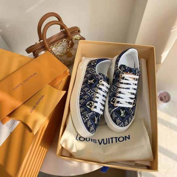 Louis Vuitton LV Women Since 1854 Time Out Sneaker Jacquard Textile Blue (2)