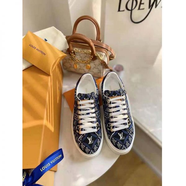 Louis Vuitton LV Women Since 1854 Time Out Sneaker Jacquard Textile Blue (4)