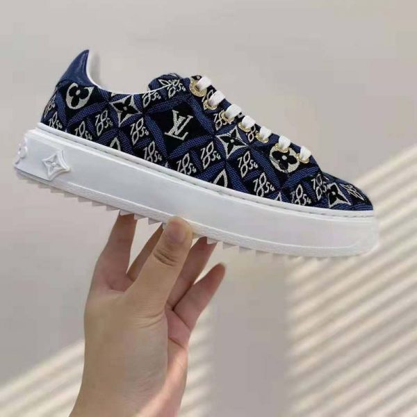 Louis Vuitton LV Women Since 1854 Time Out Sneaker Jacquard Textile Blue (6)