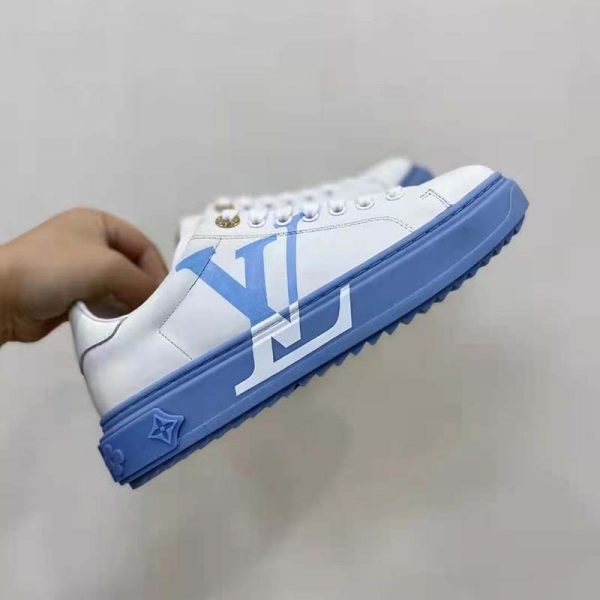 Louis Vuitton LV Women Time Out Sneaker Printed Calf Leather Light Blue (7)