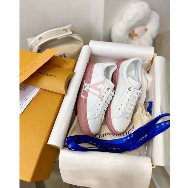 Louis Vuitton LV Women Time Out Sneaker Printed Calf Leather Light Pink (2)