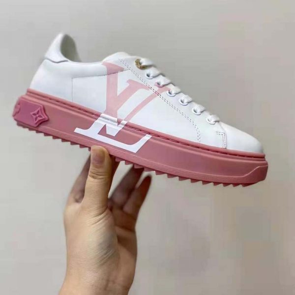 Louis Vuitton LV Women Time Out Sneaker Printed Calf Leather Light Pink (3)