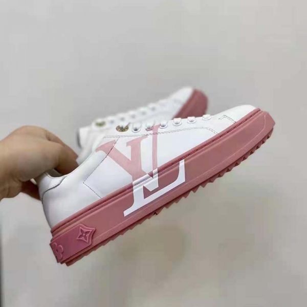 Louis Vuitton LV Women Time Out Sneaker Printed Calf Leather Light Pink (5)
