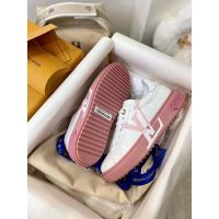 Louis Vuitton LV Women Time Out Sneaker Printed Calf Leather Light Pink