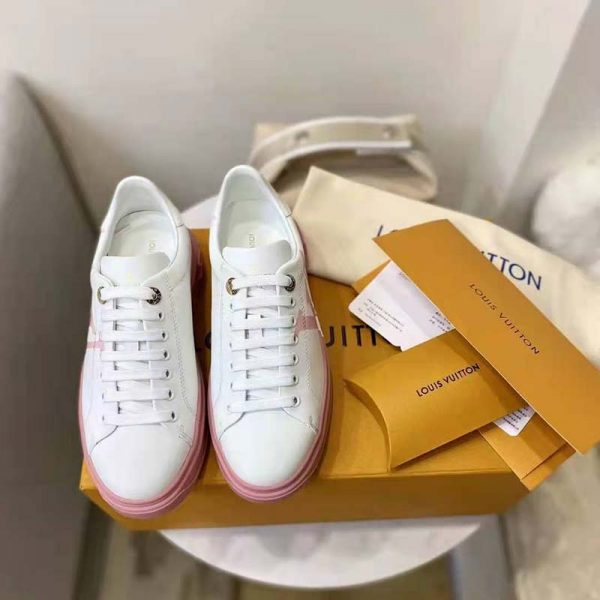 Louis Vuitton LV Women Time Out Sneaker Printed Calf Leather Light Pink (8)