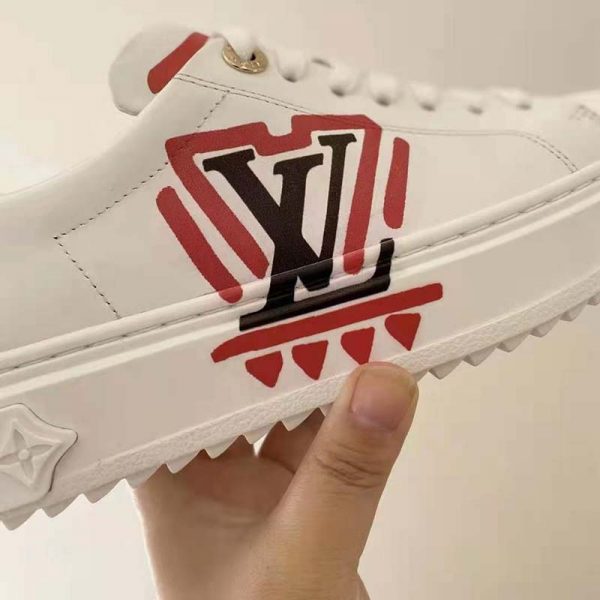 Louis Vuitton Women LV Crafty Time Out Sneaker Printed Calf Leather Red (6)