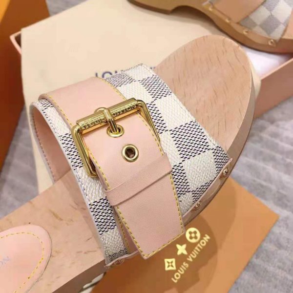 Louis Vuitton Women Lock It Flat Mule Damier Azur Canvas and Calf Leather (7)