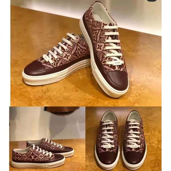 Louis Vuitton Women Since 1854 Stellar Sneaker Jacquard Textile Calf Leather Maroon (1)