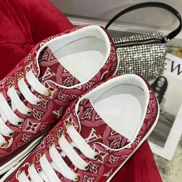 Louis Vuitton Women Since 1854 Stellar Sneaker Jacquard Textile Calf Leather Maroon (4)