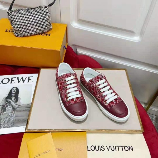 Louis Vuitton Women Since 1854 Stellar Sneaker Jacquard Textile Calf Leather Maroon (6)