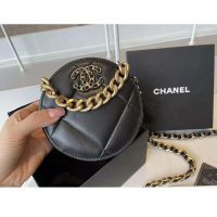 Chanel Women Chanel 19 Clutch with Chain Lambskin Gold Silver-Tone & Ruthenium Black