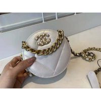 Chanel Women Chanel 19 Clutch with Chain Lambskin Gold Silver-Tone Ruthenium White Chain Lambskin Gold Silver-Tone Ruthenium White (3)