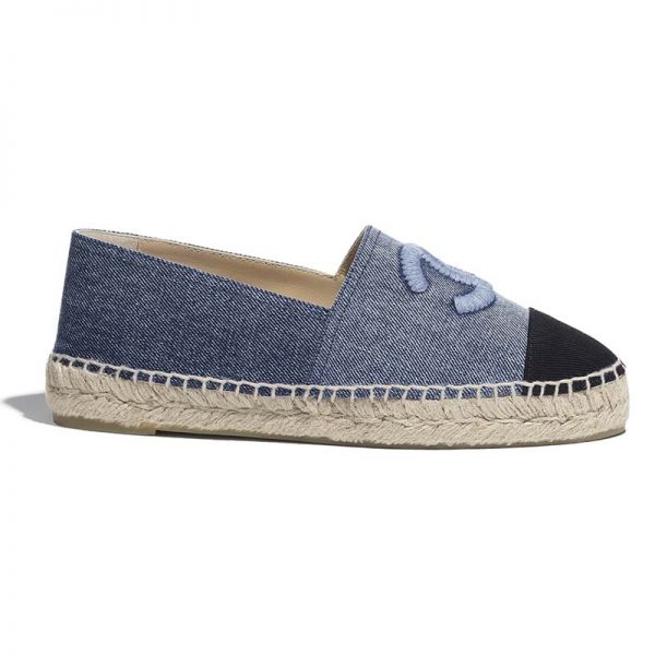 Chanel Women Espadrilles Denim Blue & Black