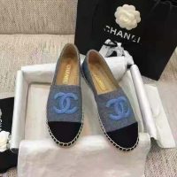 Chanel Women Espadrilles Denim Blue & Black