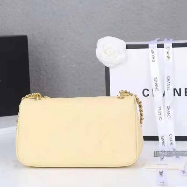 Chanel Women Flap Bag Shiny Lambskin & Gold-Tone Metal Yellow (1)