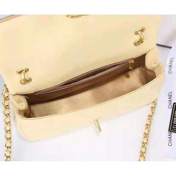 Chanel Women Flap Bag Shiny Lambskin & Gold-Tone Metal Yellow (4)
