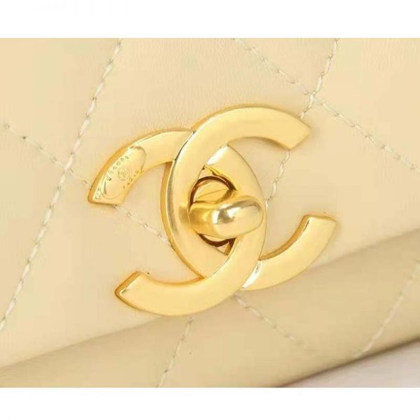 Chanel Women Flap Bag Shiny Lambskin & Gold-Tone Metal Yellow (7)