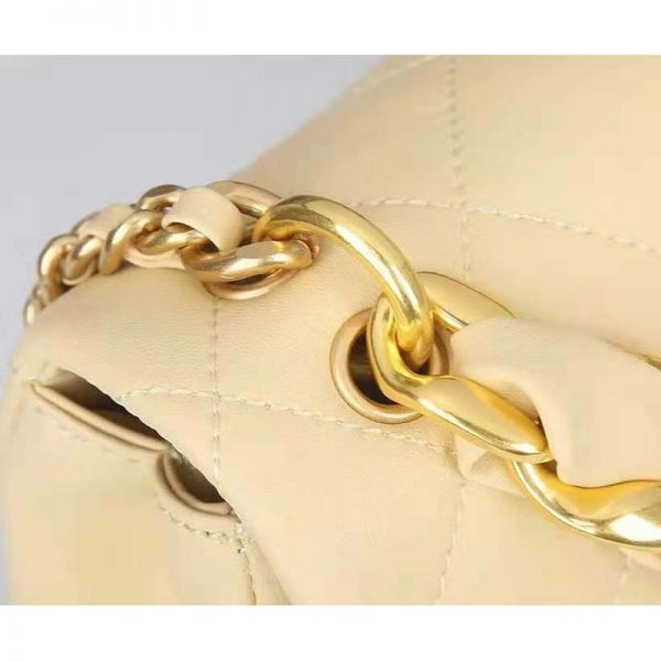 Chanel Women Flap Bag Shiny Lambskin & Gold-Tone Metal Yellow (9)