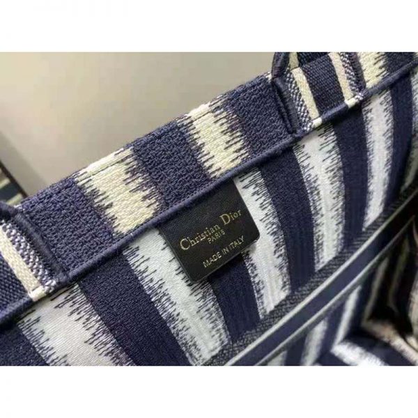 Dior Women Book Tote Blue D-Stripes ‘Christian Dior’ Embroidery (1)