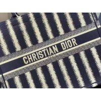 Dior Women Book Tote Blue D-Stripes ‘Christian Dior’ Embroidery