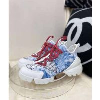 Dior Women D-Connect Sneaker Blue Technical Fabric with Dior Around the World Print