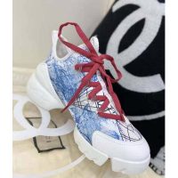 Dior Women D-Connect Sneaker Blue Technical Fabric with Dior Around the World Print