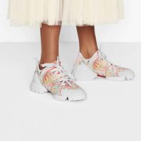 Dior Women D-Connect Sneaker White Technical Fabric with Dior In Heart Lights Print (8)