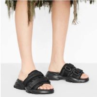 Dior Women D-Wander Slide Black Technical Fabric with Camouflage Print