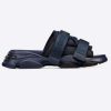 Dior Women D-Wander Slide Dark Blue Camouflage Technical Fabric