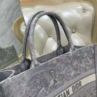 Dior Women Dior Book Tote Gray Toile De Jouy Reverse Embroidery