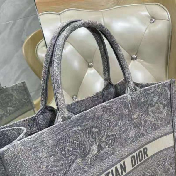 Dior Women Dior Book Tote Gray Toile De Jouy Reverse Embroidery (1)